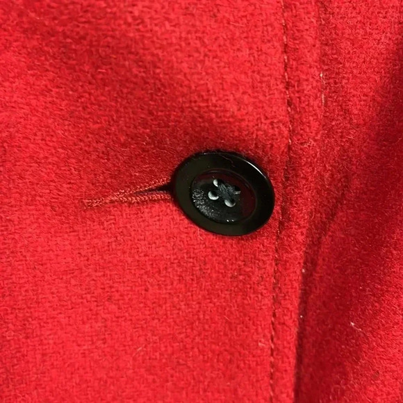 Old Navy Womens Jacket M Red Double Breasted Long Sleeve Epaulets Lined 70% Wool - Picture 5 of 13